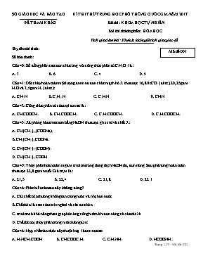 Đề thi thử Trung học phổ thông Quốc gia môn Hóa học năm 2017 - Mã đề 001